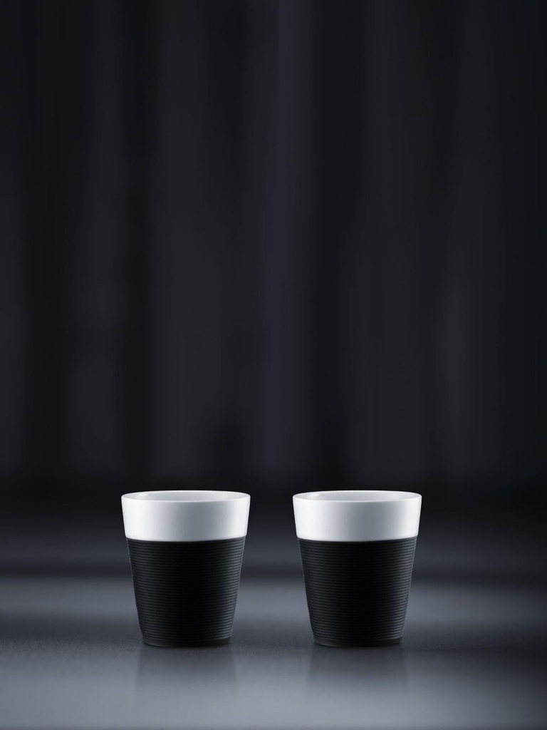 2 Vasos Porcelana Bistro Bodum 300cc Antideslizante Silicona