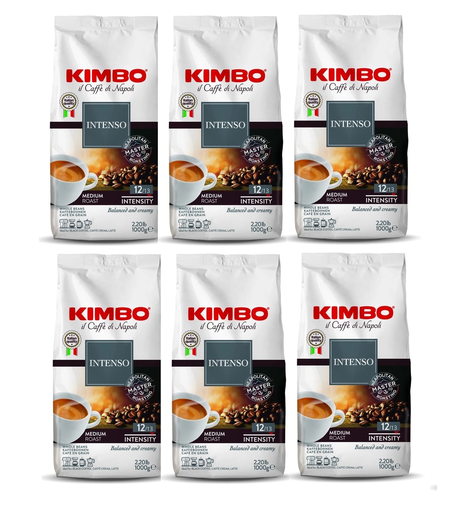 6x Kimbo Cafe Espresso Intenso 1kg Grano Entero