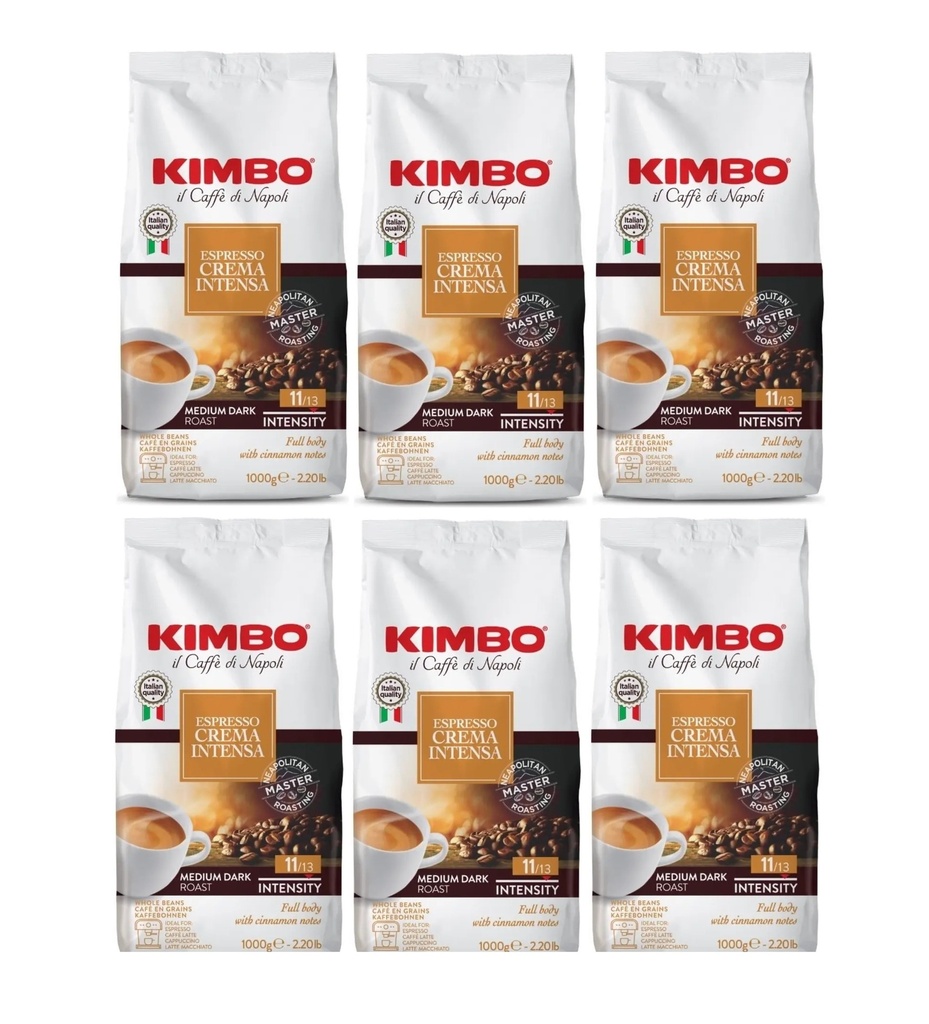 6x Kimbo Cafe Espresso Crema Intensa 1kg Grano Entero