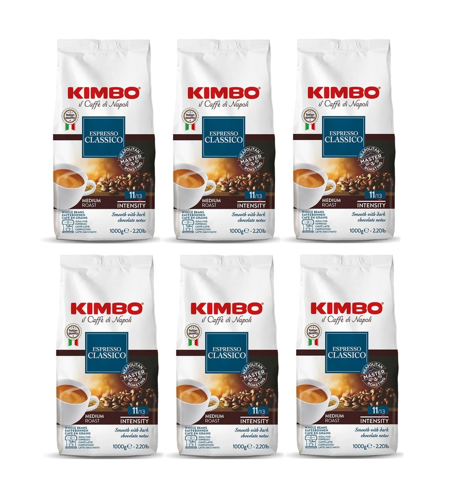 6x Kimbo Cafe Espresso Clasico 1kg Grano Entero