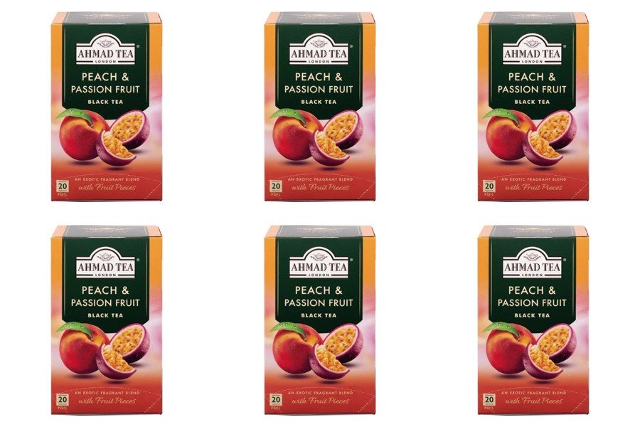 Té Ahmad Tea Peach & Passion Fruit 6 Cajas de 20 Bolsitas