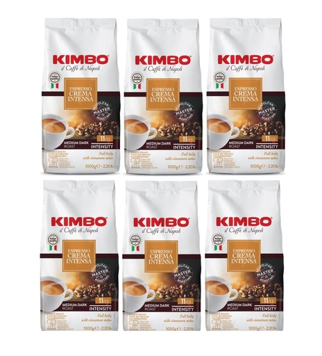 6x Kimbo Cafe Espresso Crema Intensa 1kg Grano Entero