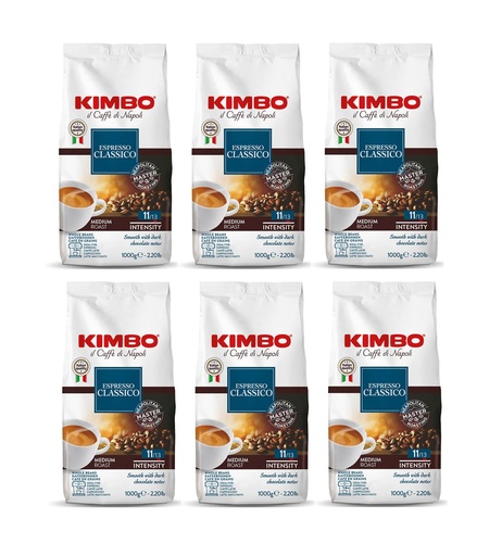 6x Kimbo Cafe Espresso Clasico 1kg Grano Entero