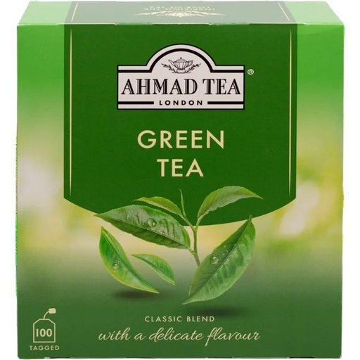 [TE0033] Té Ahmad Tea Green Pure Tea Caja de 100 Bolsitas